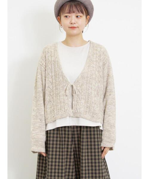 Samansa Mos2（サマンサ モスモス）の「モヘヤ調ニットカーディガン（カーディガン/ボレロ・レディース・ベージュ/グレー/グリーン・F）」の14枚目の写真