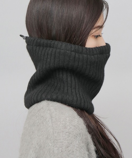 リブ編み ニット 裏ボア ネックウォーマー（ネックウォーマー/スヌード