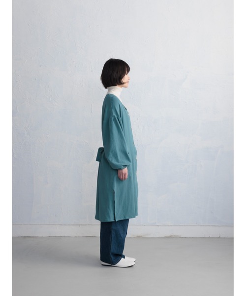 COCO WALK（ココウォーク）の「二重ガーゼの羽織れる割烹着ロング丈（エプロン・レディース・ターコイズブルー/オレンジ・FREE）」の18枚目の写真