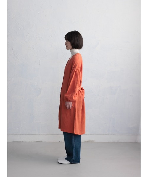 COCO WALK（ココウォーク）の「二重ガーゼの羽織れる割烹着ロング丈（エプロン・レディース・ターコイズブルー/オレンジ・FREE）」の15枚目の写真