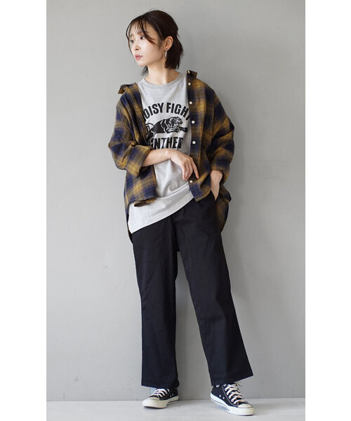 e-zakkamania stores(イーザッカマニアストアーズ)の「先染め コンパクトカラーシャツ(シャツ/ブラウス・レディース・ブラック×ホワイト/ストライプ/ネイビー系・フリー)」の7枚目の写真