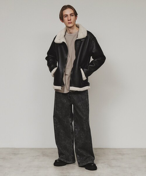 ジーンズレコパンのフェイクムートンブルゾンです セール】フェイクムートンブルゾン（ブルゾン）｜tk.TAKEO