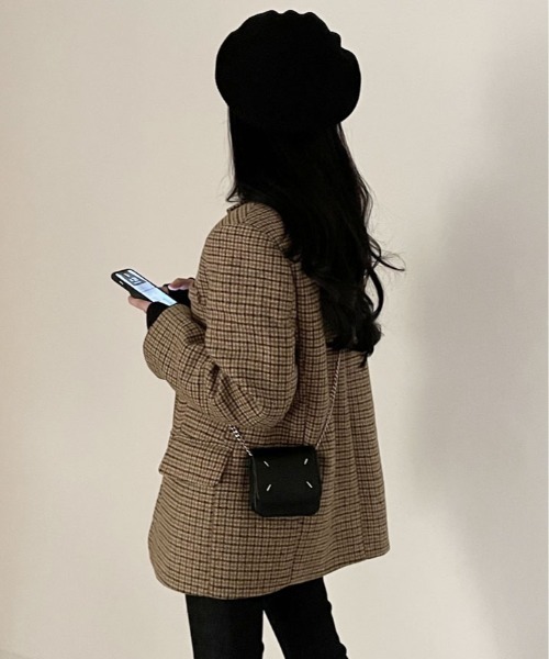 kirakiraShop(キラキラショップ)の「ウールライク チェック テーラード ジャケット(テーラードジャケット・レディース・ブラック/ブラウン・FREE)」の22枚目の写真
