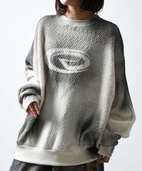 ニット セーター A'GEM/9 × .kom 「ARULE/アルール」スプレープリントニットプルオーバー レディース メンズ ARULE ニット セーター A'GEM/9 × .kom 「ARULE/アルール