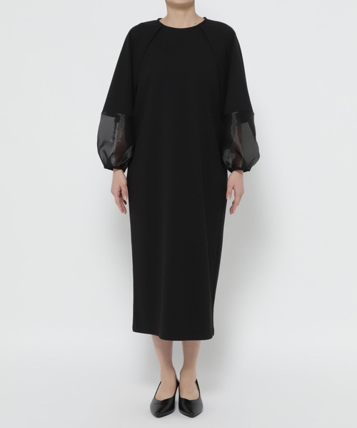 LEPSIM（レプシィム）の「【入卒式／セレモニー】袖切り替えジョーゼットワンピース　207940（ワンピース・レディース・ブラック/ネイビー・FREE）」の3枚目の写真