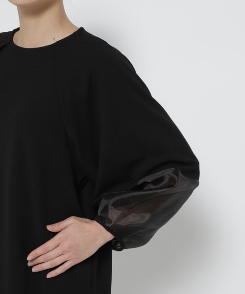 LEPSIM（レプシィム）の「【入卒式／セレモニー】袖切り替えジョーゼットワンピース　207940（ワンピース・レディース・ブラック/ネイビー・FREE）」の7枚目の写真