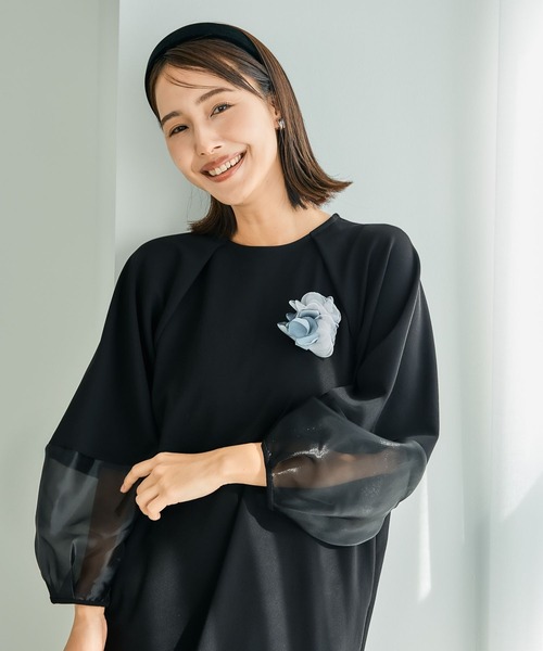 LEPSIM（レプシィム）の「【入卒式／セレモニー】袖切り替えジョーゼットワンピース　207940（ワンピース・レディース・ブラック/ネイビー・FREE）」の22枚目の写真