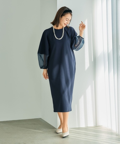 LEPSIM（レプシィム）の「【入卒式／セレモニー】袖切り替えジョーゼットワンピース　207940（ワンピース・レディース・ブラック/ネイビー・FREE）」の14枚目の写真