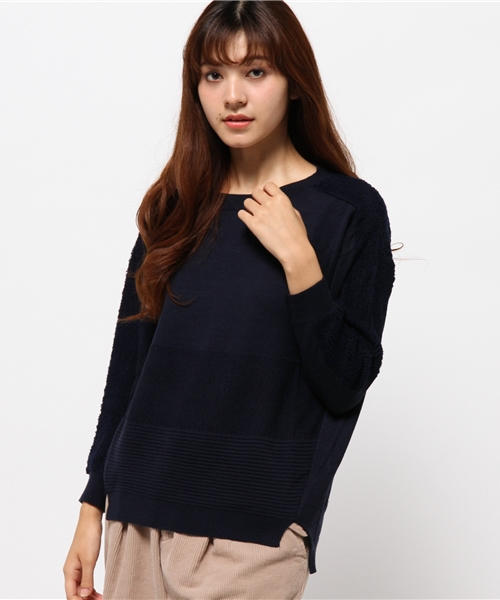 CAPRICIEUX LE'MAGE（カプリシューレマージュ）の「WOOLループ編プルオーバーニット（ニット/セーター・レディース・ホワイト/レッド/ネイビー・FREE）」の2枚目の写真