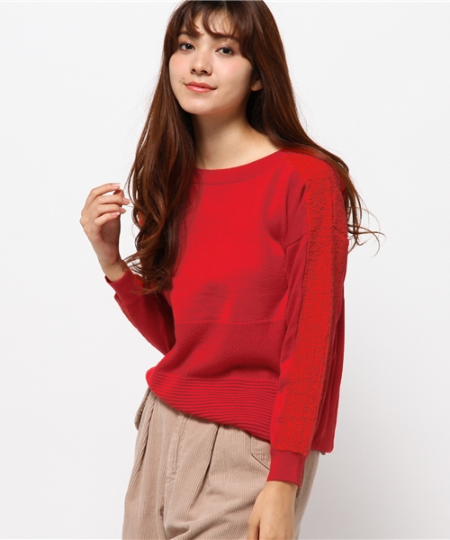 CAPRICIEUX LE'MAGE（カプリシューレマージュ）の「WOOLループ編プルオーバーニット（ニット/セーター・レディース・ホワイト/レッド/ネイビー・FREE）」の3枚目の写真