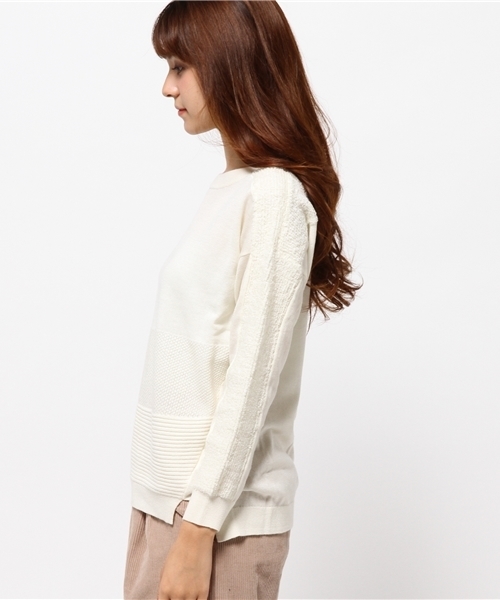 CAPRICIEUX LE'MAGE（カプリシューレマージュ）の「WOOLループ編プルオーバーニット（ニット/セーター・レディース・ホワイト/レッド/ネイビー・FREE）」の5枚目の写真