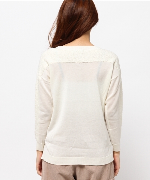 CAPRICIEUX LE'MAGE（カプリシューレマージュ）の「WOOLループ編プルオーバーニット（ニット/セーター・レディース・ホワイト/レッド/ネイビー・FREE）」の6枚目の写真