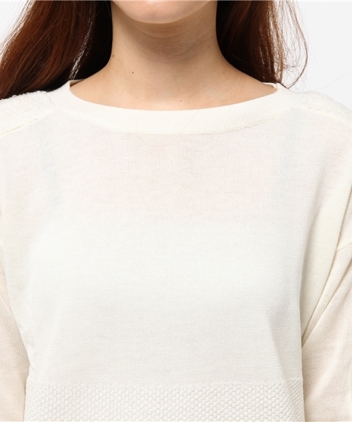 CAPRICIEUX LE'MAGE（カプリシューレマージュ）の「WOOLループ編プルオーバーニット（ニット/セーター・レディース・ホワイト/レッド/ネイビー・FREE）」の7枚目の写真