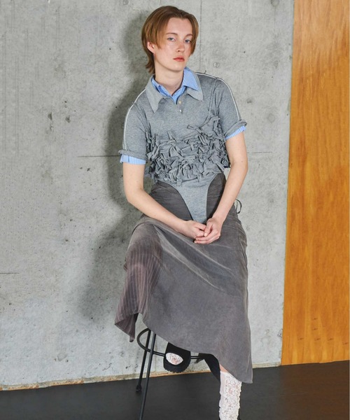 MAISON SPECIAL(メゾンスペシャル)の「Satin Docking Maxi Skirt/サテンドッキングマキシスカート(スカート・レディース・グレー/ブラック・38/36)」の19枚目の写真