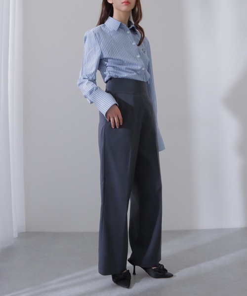 美品LOEFF⭐︎ミディアムグレーハイウエストパンツ MIDIUMISOLID for Ladies ハイウエストワイドパンツ（その他