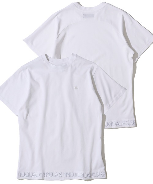 1PIU1UGUALE3 RELAX】HEM LOGO T-SHIRT / ヘム刺繍ロゴ半袖T