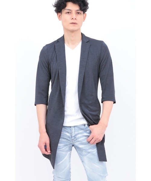 TORNADO MART(トルネードマート)の「TORNADO MART∴スラブカノコジャージー7分袖チェスター(チェスターコート・メンズ・ベージュ/グレー系その他2/ブラック・M/L/LL/XXL)」の1枚目の写真