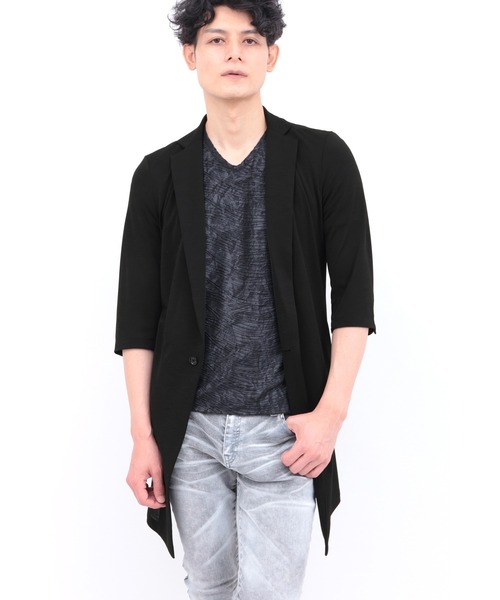 TORNADO MART(トルネードマート)の「TORNADO MART∴スラブカノコジャージー7分袖チェスター(チェスターコート・メンズ・ベージュ/グレー系その他2/ブラック・M/L/LL/XXL)」の2枚目の写真