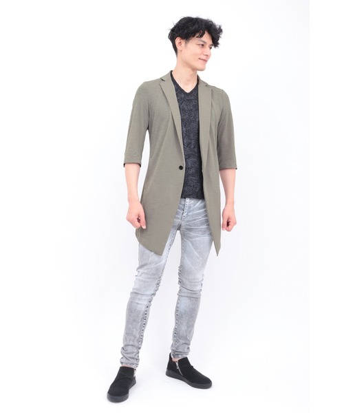 TORNADO MART(トルネードマート)の「TORNADO MART∴スラブカノコジャージー7分袖チェスター(チェスターコート・メンズ・ベージュ/グレー系その他2/ブラック・M/L/LL/XXL)」の15枚目の写真