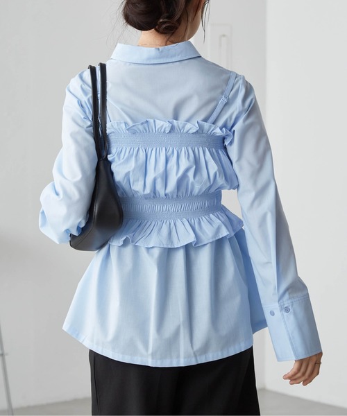 RANAN(ラナン)の「ビスチェ×レギュラーカラーシャツ(シャツ/ブラウス・レディース・ブルー/ホワイト/チャコール・LL/L/M)」の6枚目の写真