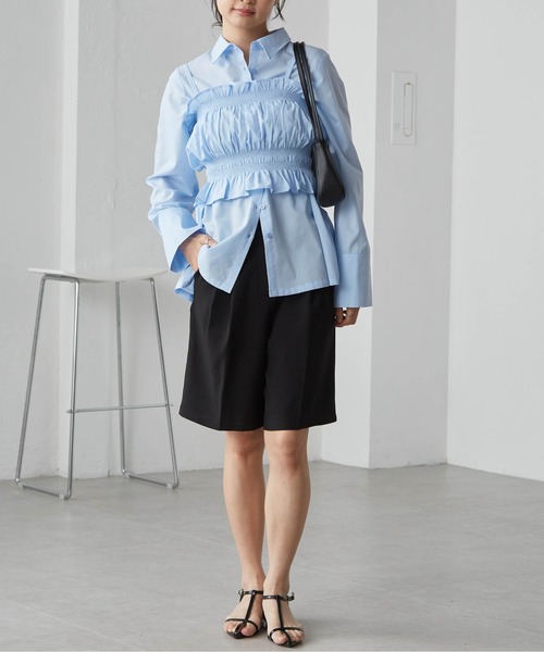 RANAN(ラナン)の「ビスチェ×レギュラーカラーシャツ(シャツ/ブラウス・レディース・ブルー/ホワイト/チャコール・LL/L/M)」の7枚目の写真