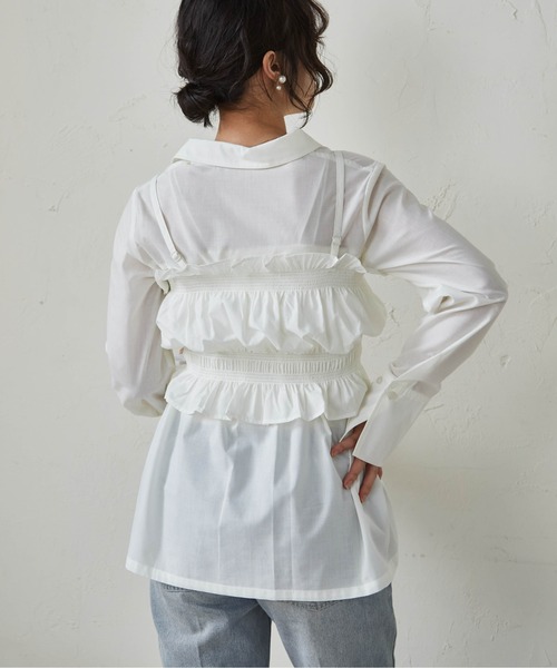 RANAN(ラナン)の「ビスチェ×レギュラーカラーシャツ(シャツ/ブラウス・レディース・ブルー/ホワイト/チャコール・LL/L/M)」の8枚目の写真