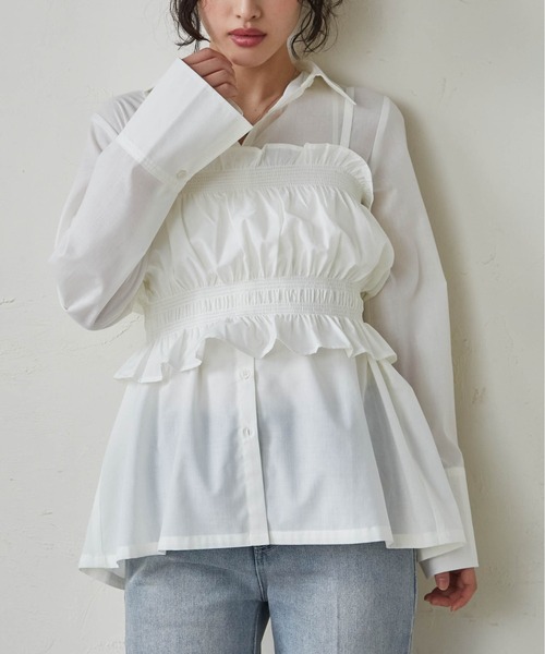 RANAN(ラナン)の「ビスチェ×レギュラーカラーシャツ(シャツ/ブラウス・レディース・ブルー/ホワイト/チャコール・LL/L/M)」の21枚目の写真