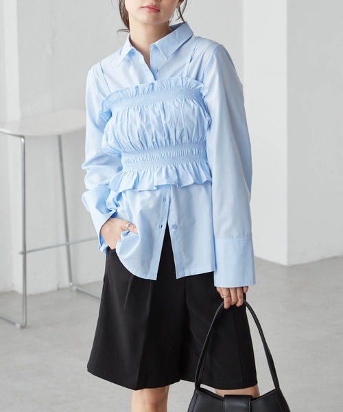 RANAN(ラナン)の「ビスチェ×レギュラーカラーシャツ(シャツ/ブラウス・レディース・ブルー/ホワイト/チャコール・LL/L/M)」の20枚目の写真