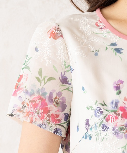 ローズティアラ　花柄　刺繍　リボン　オーガンジー　ワンピース　大きいサイズ　42 楽天市場】オーガンジー刺繍ワンピース／ローズティアラ（Rose