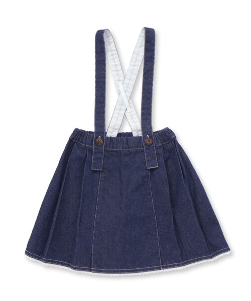 SLAP SLIP（スラップスリップ）の「花柄ツイルデニムサスペンダー付き裾レーススカパン(90~130cm)（スカート・キッズ・ホワイト系その他2/ネイビー/ベージュ・90cm/110cm/100cm/120cm/130cm）」の13枚目の写真