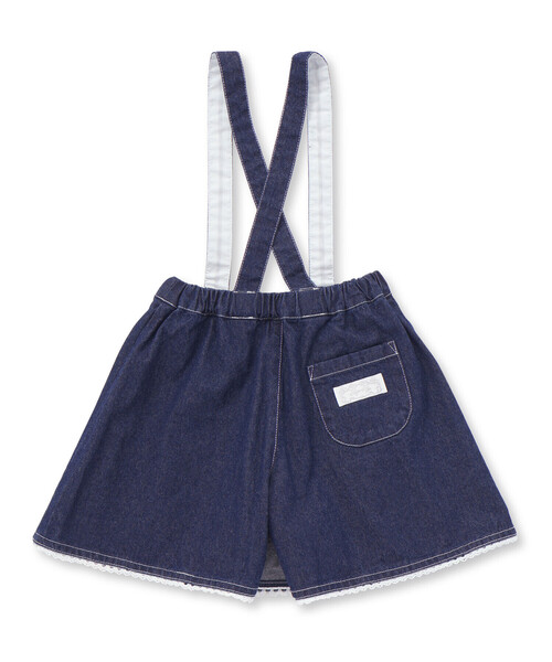 SLAP SLIP（スラップスリップ）の「花柄ツイルデニムサスペンダー付き裾レーススカパン(90~130cm)（スカート・キッズ・ホワイト系その他2/ネイビー/ベージュ・90cm/110cm/100cm/120cm/130cm）」の14枚目の写真