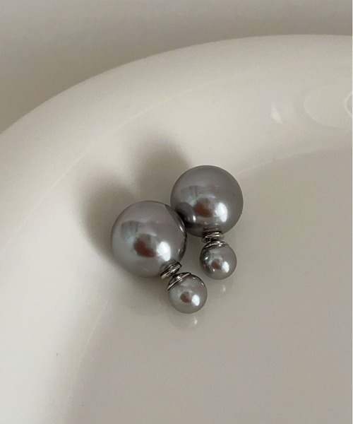 lit.Cy(リットシー)の「2way ボール パール キャッチピアス(ピアス(両耳用)・レディース・ブラック/シルバー/ホワイト系・FREE)」の6枚目の写真