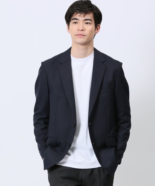 TAKA-Q(タカキュー)の「【ウール混 裏地ストレッチ】タカキュー 2ボタン ジャケット 組織紺(テーラードジャケット・メンズ・ネイビー・S/MEDIUM/LARGE/X-LARGE)」の1枚目の写真