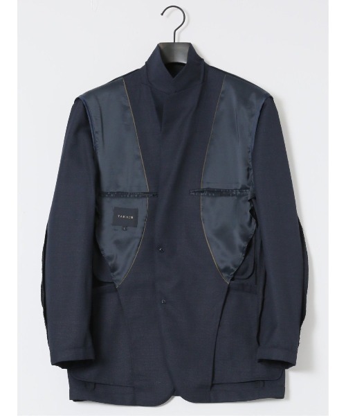 TAKA-Q(タカキュー)の「【ウール混 裏地ストレッチ】タカキュー 2ボタン ジャケット 組織紺(テーラードジャケット・メンズ・ネイビー・S/MEDIUM/LARGE/X-LARGE)」の5枚目の写真