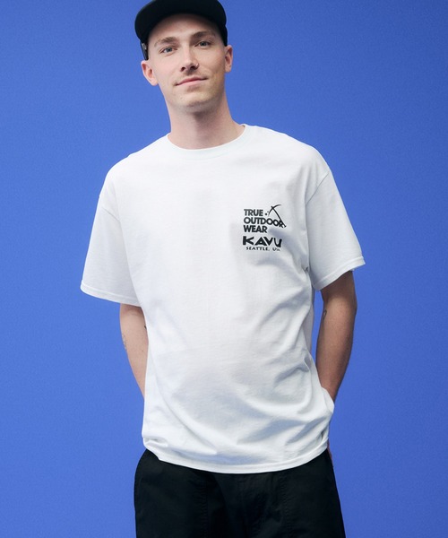 KAVU(カブー)の「KAVU/カブー High rock Tee/ハイロックティー(Tシャツ/カットソー・メンズ・ブラック/ホワイト/ナチュラル/ブルー・MEDIUM/X-LARGE/LARGE)」の1枚目の写真