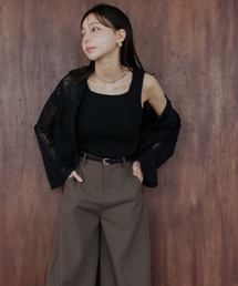 Petitjo | 小さいサイズ　ランダムリブスクエアタンクトップ　低身長さん・小柄女性(キャミソール)