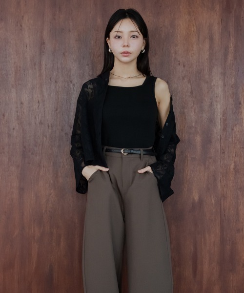 Petitjo（プッチージョ）の「小さいサイズ　ランダムリブスクエアタンクトップ　低身長さん・小柄女性（キャミソール・レディース・ブラック/モカ/ホワイト・PS/PM/PL/PSS）」の10枚目の写真