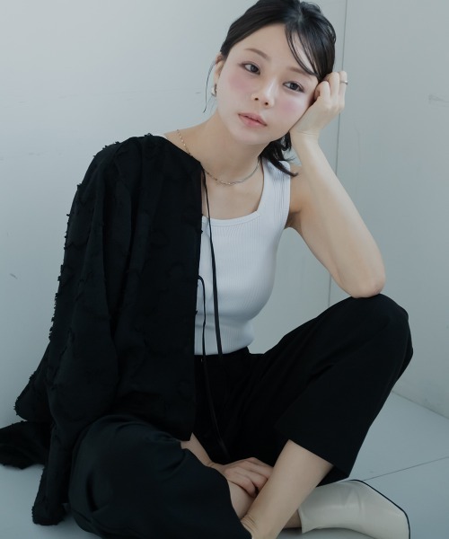 Petitjo（プッチージョ）の「小さいサイズ　ランダムリブスクエアタンクトップ　低身長さん・小柄女性（キャミソール・レディース・ブラック/モカ/ホワイト・PS/PM/PL/PSS）」の16枚目の写真