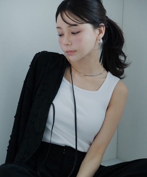 Petitjo（プッチージョ）の「小さいサイズ　ランダムリブスクエアタンクトップ　低身長さん・小柄女性（キャミソール・レディース・ブラック/モカ/ホワイト・PS/PM/PL/PSS）」の17枚目の写真