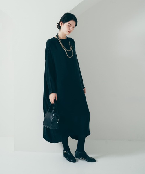 かぐれ（カグレ）の「『2サイズ展開』キュプラワイドワンピース（ワンピース・レディース・チャコールグレー/ブラック・0/1）」の6枚目の写真