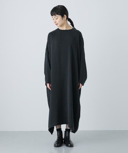 かぐれ（カグレ）の「『2サイズ展開』キュプラワイドワンピース（ワンピース・レディース・チャコールグレー/ブラック・0/1）」の12枚目の写真