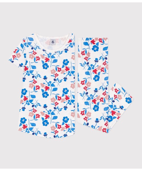 プチバトー　petitbateau ブルーハート　パジャマ　ルームウェア パジャマ｜ベビー服・子供服通販のPETTIT BATEAU【公式】