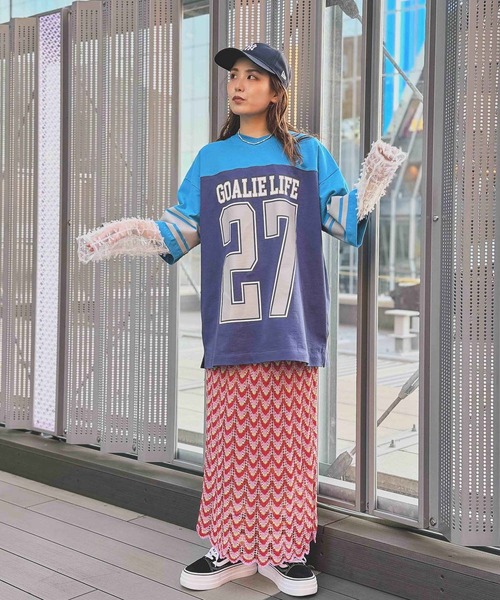 niko and...（ニコアンド）の「【MODE NORM CORE】ナミナミスカラップナロースカート（スカート・レディース・ピンク/グリーン/ブルー・MEDIUM/LARGE）」の5枚目の写真