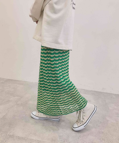 niko and...（ニコアンド）の「【MODE NORM CORE】ナミナミスカラップナロースカート（スカート・レディース・ピンク/グリーン/ブルー・MEDIUM/LARGE）」の13枚目の写真