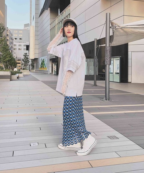 niko and...（ニコアンド）の「【MODE NORM CORE】ナミナミスカラップナロースカート（スカート・レディース・ピンク/グリーン/ブルー・MEDIUM/LARGE）」の14枚目の写真