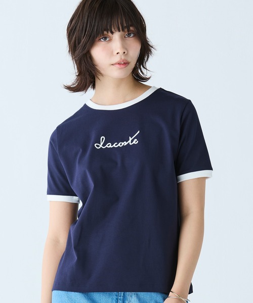 LACOSTE（ラコステ）の「ステッチネーミングリンガー半袖Tシャツ（Tシャツ/カットソー・レディース・ホワイト/ネイビー・36/34/38/40）」の22枚目の写真