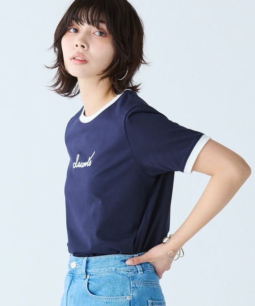 LACOSTE（ラコステ）の「ステッチネーミングリンガー半袖Tシャツ（Tシャツ/カットソー・レディース・ホワイト/ネイビー・36/34/38/40）」の20枚目の写真