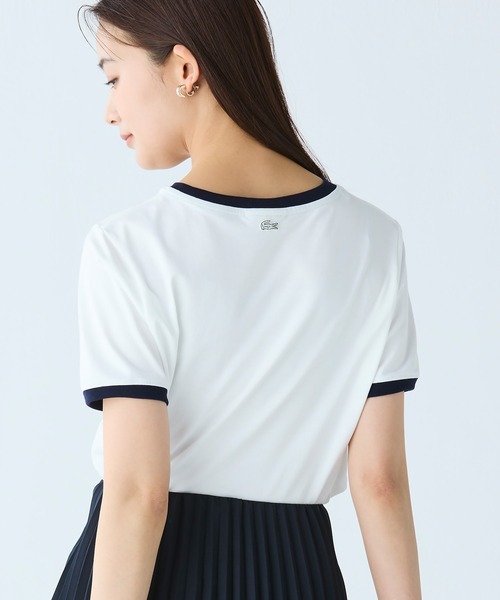 LACOSTE（ラコステ）の「ステッチネーミングリンガー半袖Tシャツ（Tシャツ/カットソー・レディース・ホワイト/ネイビー・36/34/38/40）」の10枚目の写真
