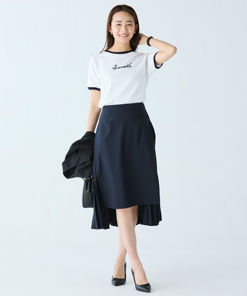 LACOSTE（ラコステ）の「ステッチネーミングリンガー半袖Tシャツ（Tシャツ/カットソー・レディース・ホワイト/ネイビー・36/34/38/40）」の15枚目の写真