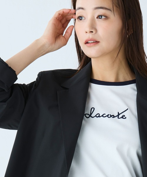 LACOSTE（ラコステ）の「ステッチネーミングリンガー半袖Tシャツ（Tシャツ/カットソー・レディース・ホワイト/ネイビー・36/34/38/40）」の11枚目の写真